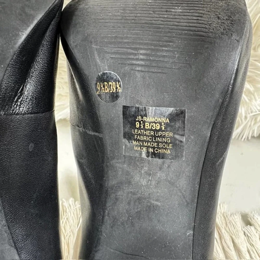 Jessica Simpson Leather RAMONNA Black Peep-toe Pump Shoes